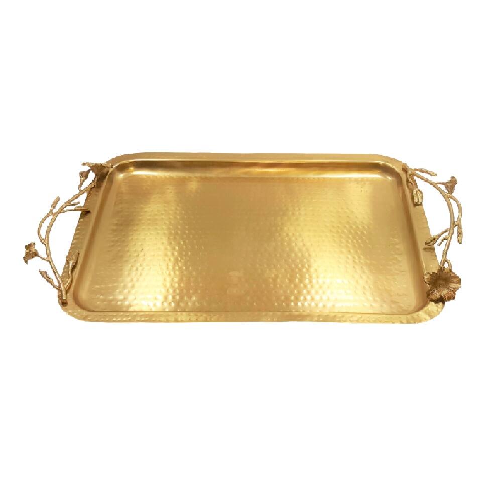 Left. Jiallo - Eldora rectangular tray - Satin Gold - Gold.