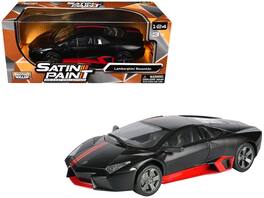 Lamborghini Reventon Stripes "Satin Paint" Series 1/24 Diecast Model Car by Motormax - Matt Black with Red