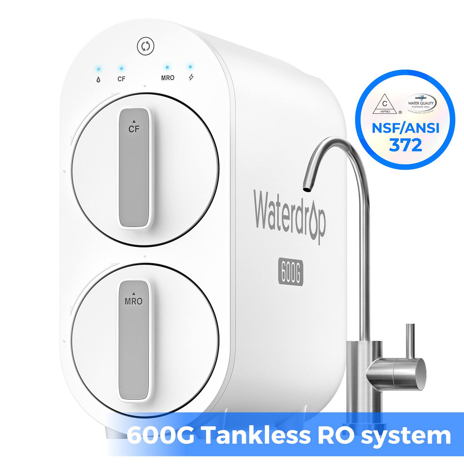 Waterdrop - G2P600 Reverse Osmosis System, 600 GPD Tankless RO Water Filter System - White