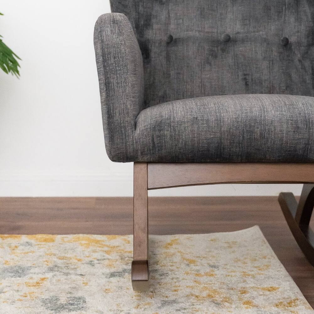 Alt View 3. Loheer - Loheer Solid Wood Rocking Chair Stain Resistant Fabric Brown/Gray - Brown and Dark Gray.