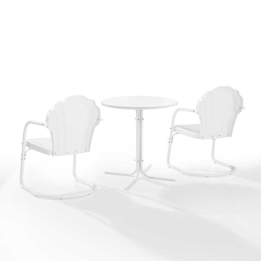 Alt View 4. Crosley Furniture - Tulip 3Pc Retro Outdoor Bistro Set - Bistro Table & 2 Chairs - White Satin.