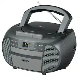 Jensen - Portable Bluetooth CD Music System CD-550ABT, Cassette Player/Recorder, AM/FM Radio, Aux - Gray