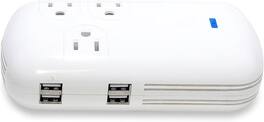 Ceptics - 150W Travel Voltage Converter – 3 US Outlets, 4 USB Ports, Step Down 220V to 110V, Compact & Safe - White