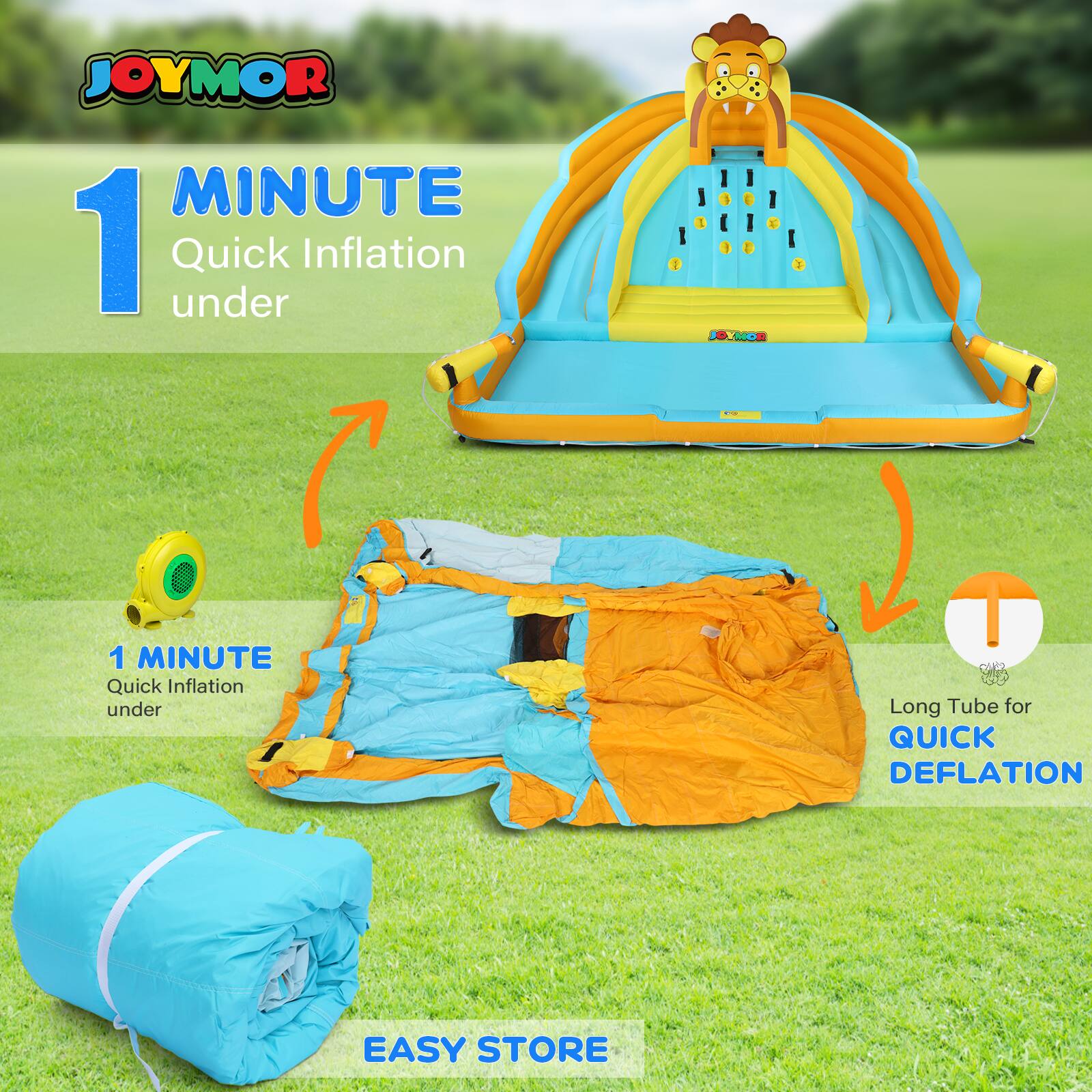 Left. Winado - 7-in-1 Inflatable Water Slides for Kids Backyard w/2 Slides, Large Climbing Wall for Kids Indoor Outdoor.