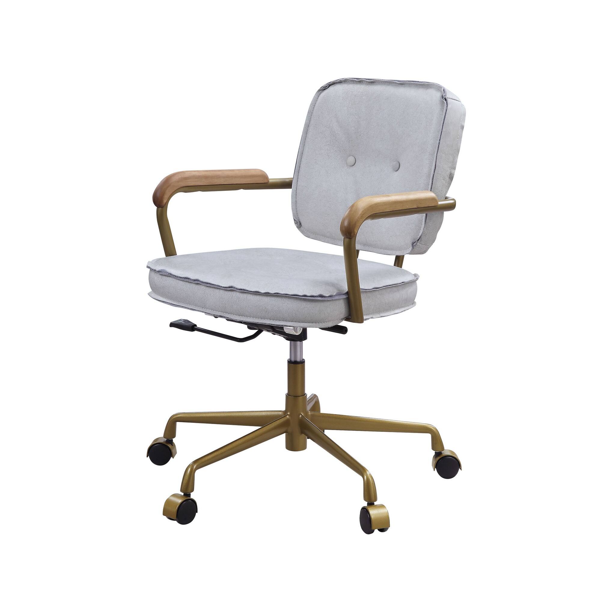 Alt View 1. Manhattan Lane - Office Chair with Faux Leather Upholstery - White, Brown.