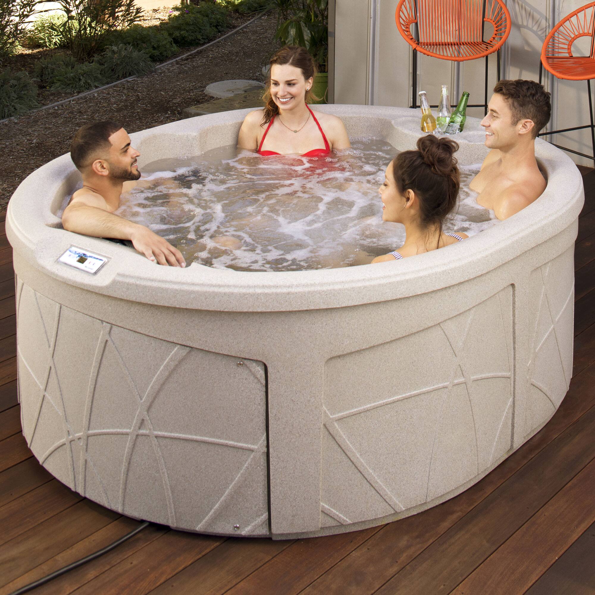 Alt View 5. Lifesmart - LifeSmart Key Largo Hot Tub Spa with 110 Volt Plug and Play and LED Light, Sand - Sand.