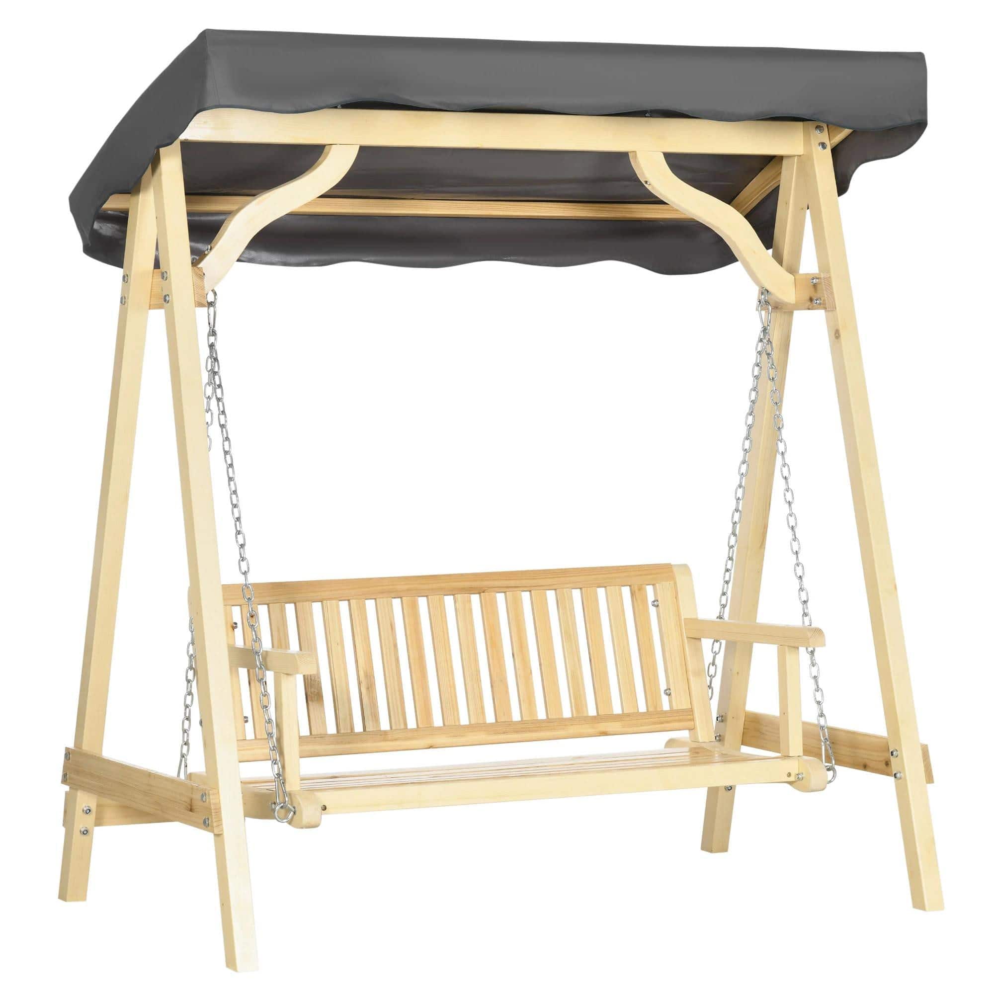 Resenkos - 2-Seater Swing Glider With Adjustable Canopy, Garden Swing Bench, Poolside, Backyard, Gray