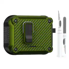 Dteck - Rugged Case for Airpods Pro 2nd Gen (2022) Heavy Duty Drop Protective Magnetic Lock Cover With Keychain + Clean Kit Pen - Armygreen