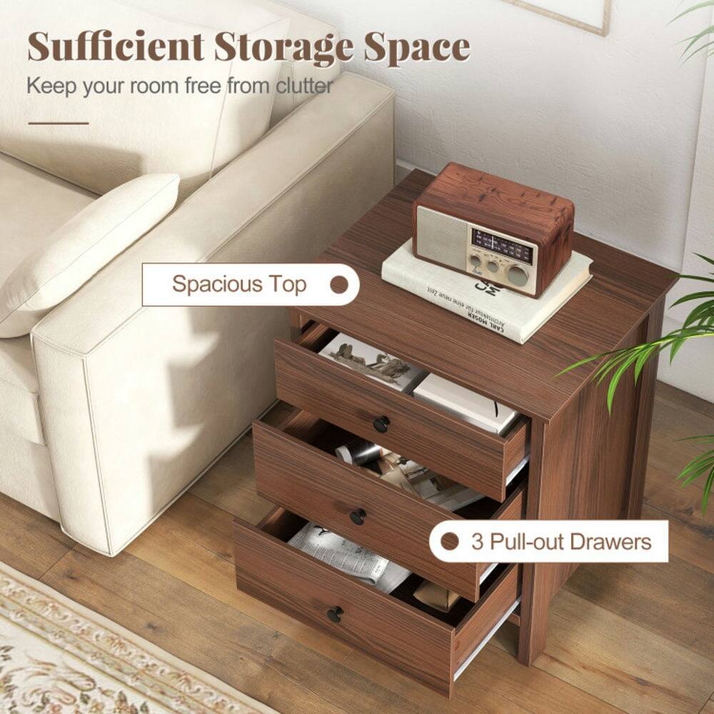 Sufficient Storage Space  
Keep your room free from clutter  

- Spacious Top  
- 3 Pull-out Drawers