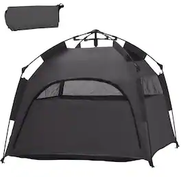 Dexmalle - Dexmalle-Dog Tent with Carry Bag,for Beach,Backyard,Home-Dark Gray