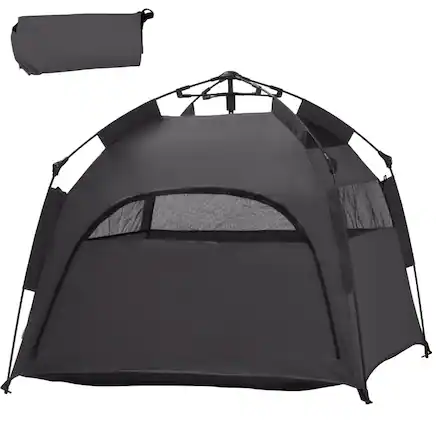 Front. Dexmalle - Dexmalle-Dog Tent with Carry Bag,for Beach,Backyard,Home-Dark Gray.