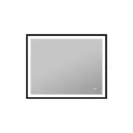 WELLFOR - 40 in W x 32 in. H Rectangular Single Aluminum Framed Anti-Fog LED Light Wall Bathroom Vanity Mirror - Matte Black