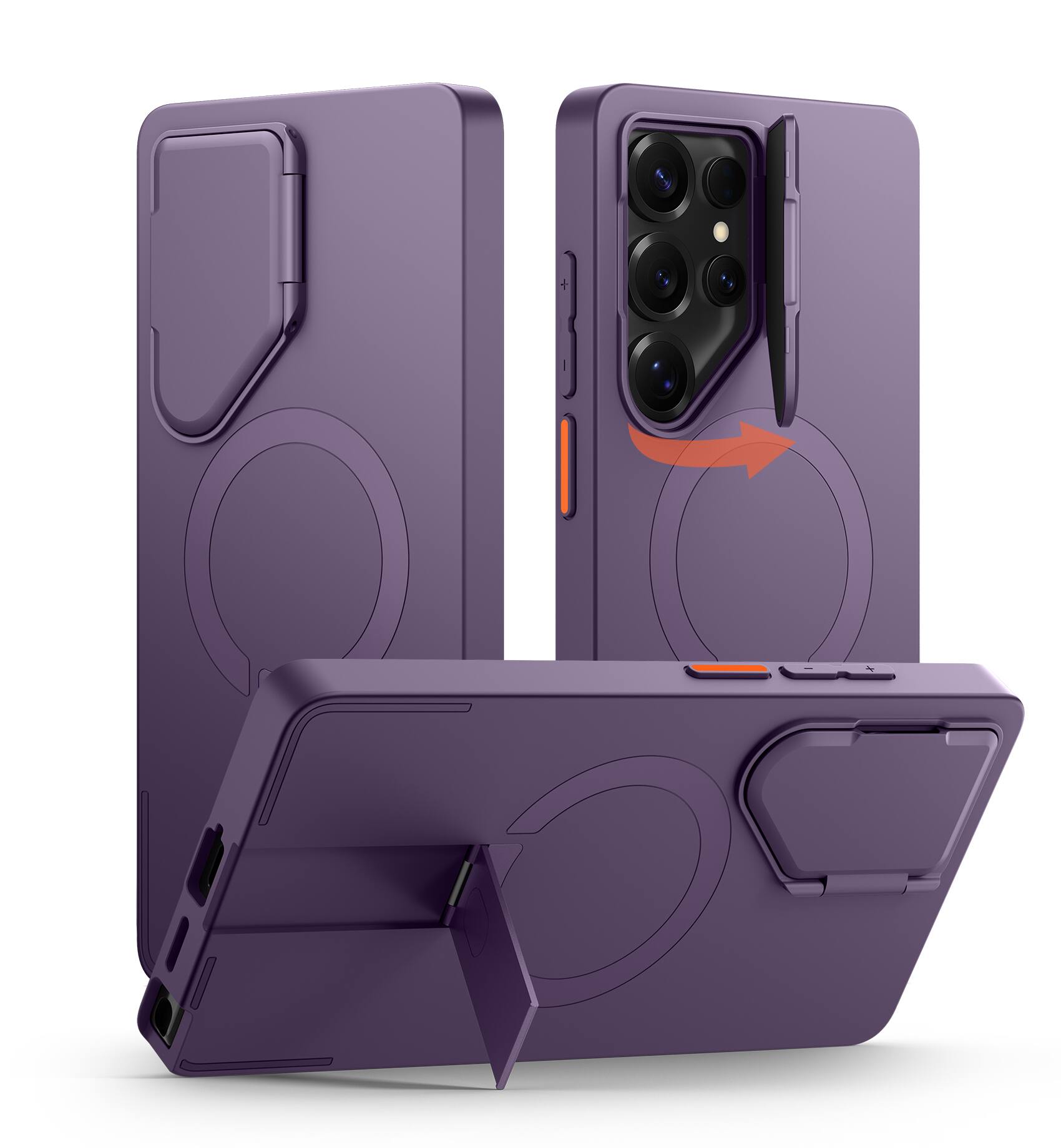 SURITCH - Phone Case for Samsung Galaxy S25 Ultra, Magnetic Shockproof Protective Cover with Camera Cover & Adjustable Kickstand - Dark Purple price history on PriceWatchPro
