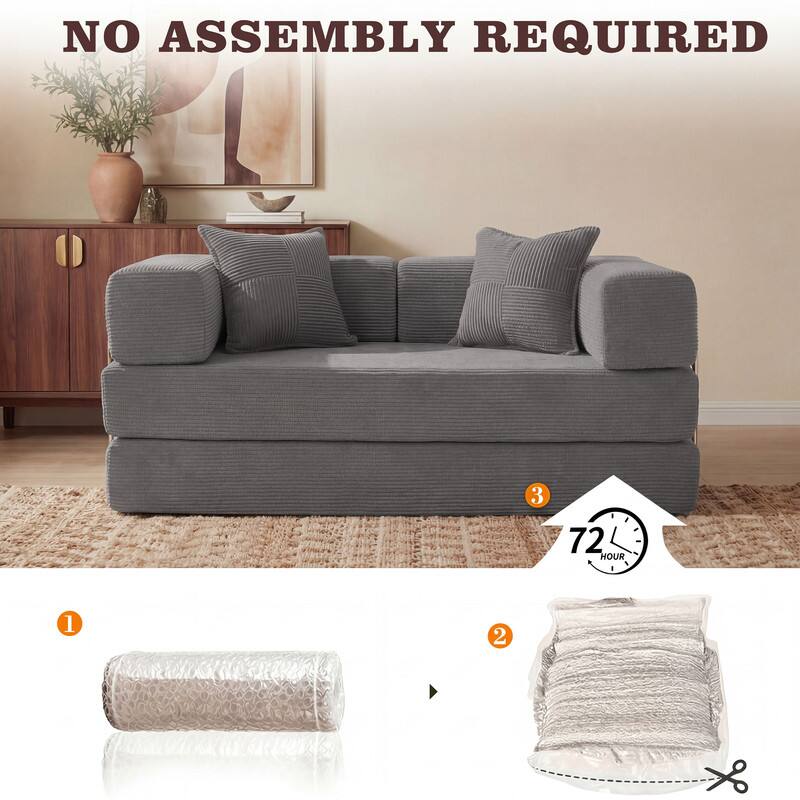 NO ASSEMBLY REQUIRED

1. [Image of a rolled-up item]
2. [Image of a folded item with scissors]
3. 72 HOUR