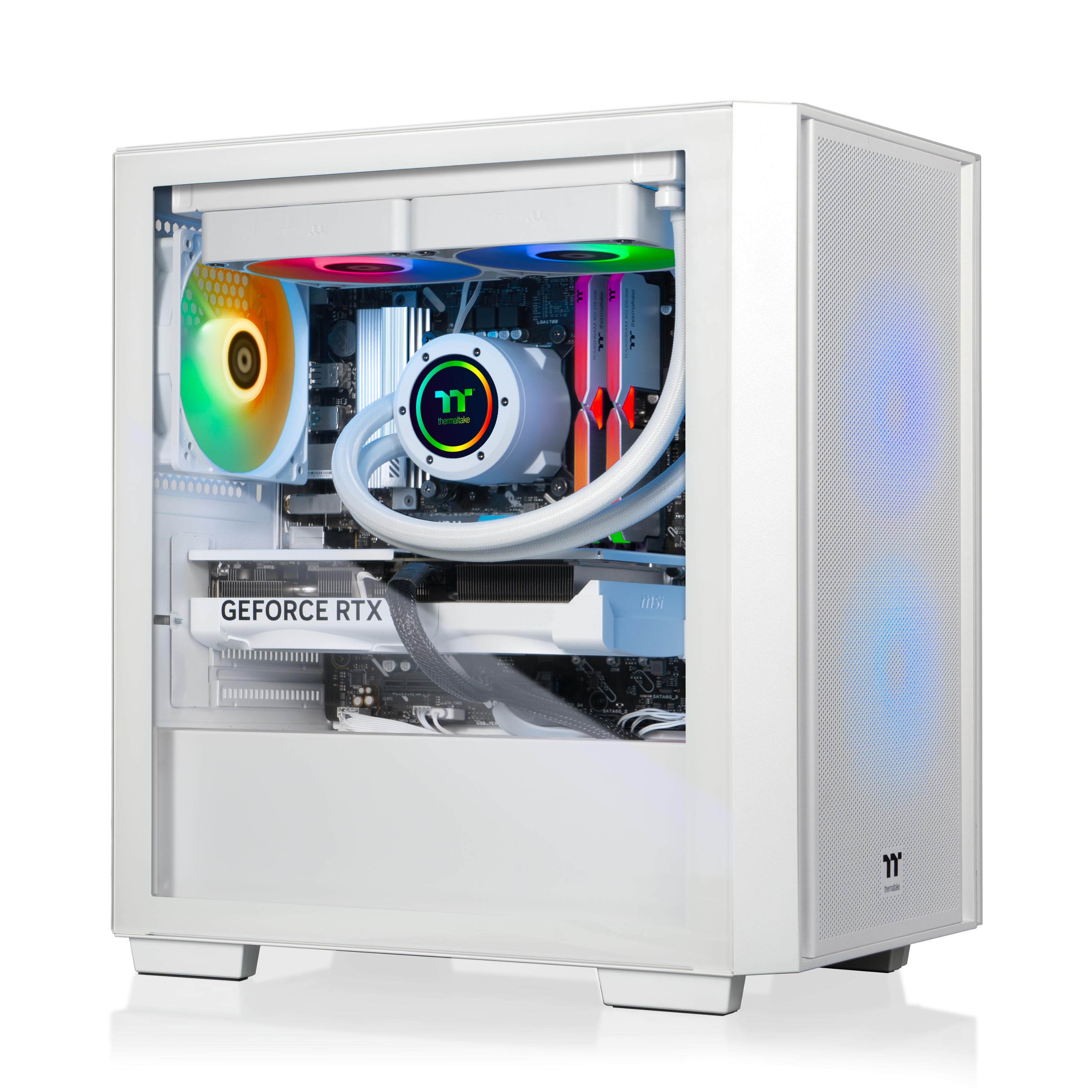 Thermaltake - LCGS Versa i570S Gaming Desktop Intel Core i9-14900KF, 32GB RGB Memory, NVIDIA GeForce RTX 5070, 1TB SSD NVMe M.2, WiFi - White - Front_Zoom