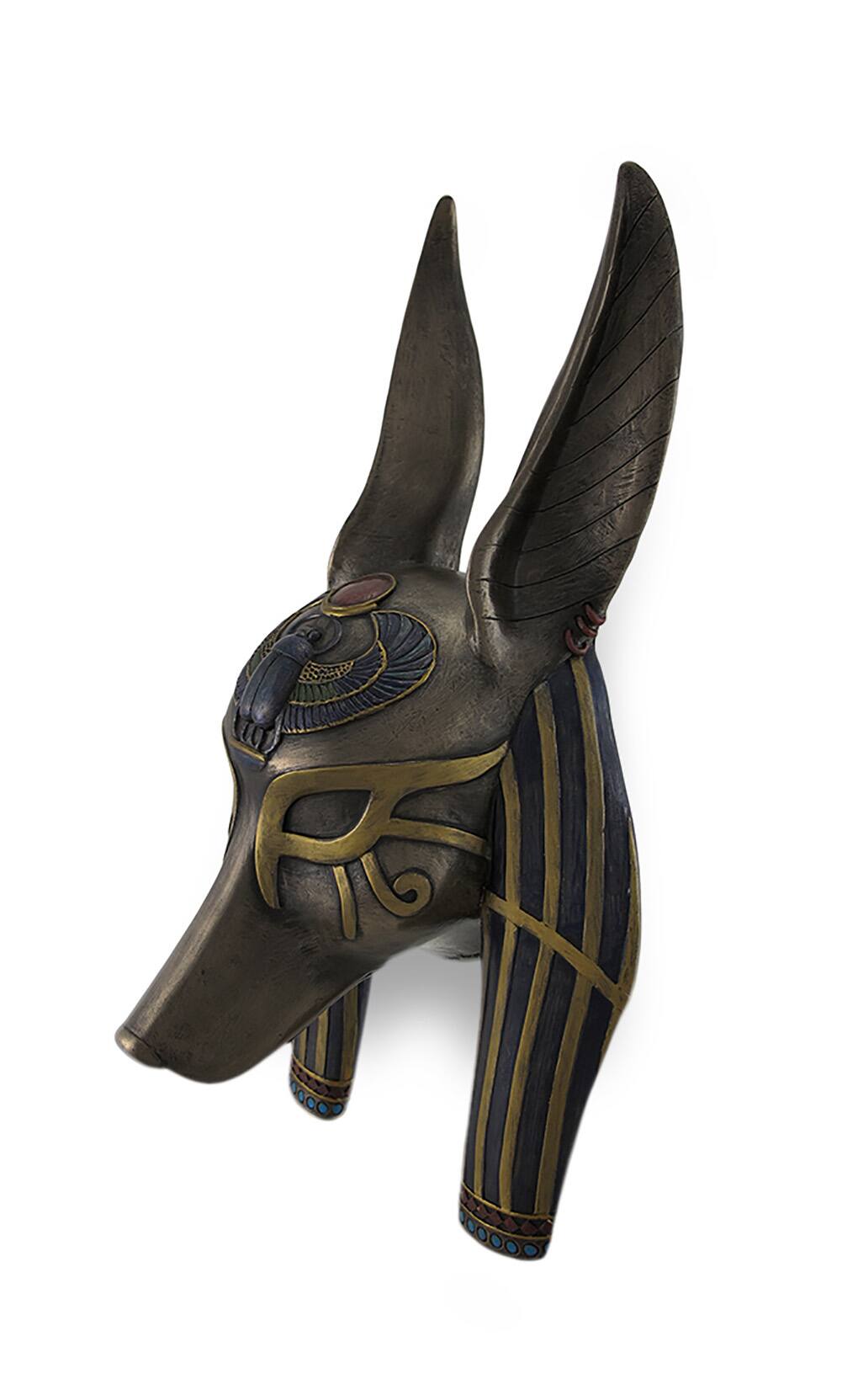 Alt View 1. Veronese Design - Mask of Anubis the Jackal God Sculptured Wall Hanging - Brown.