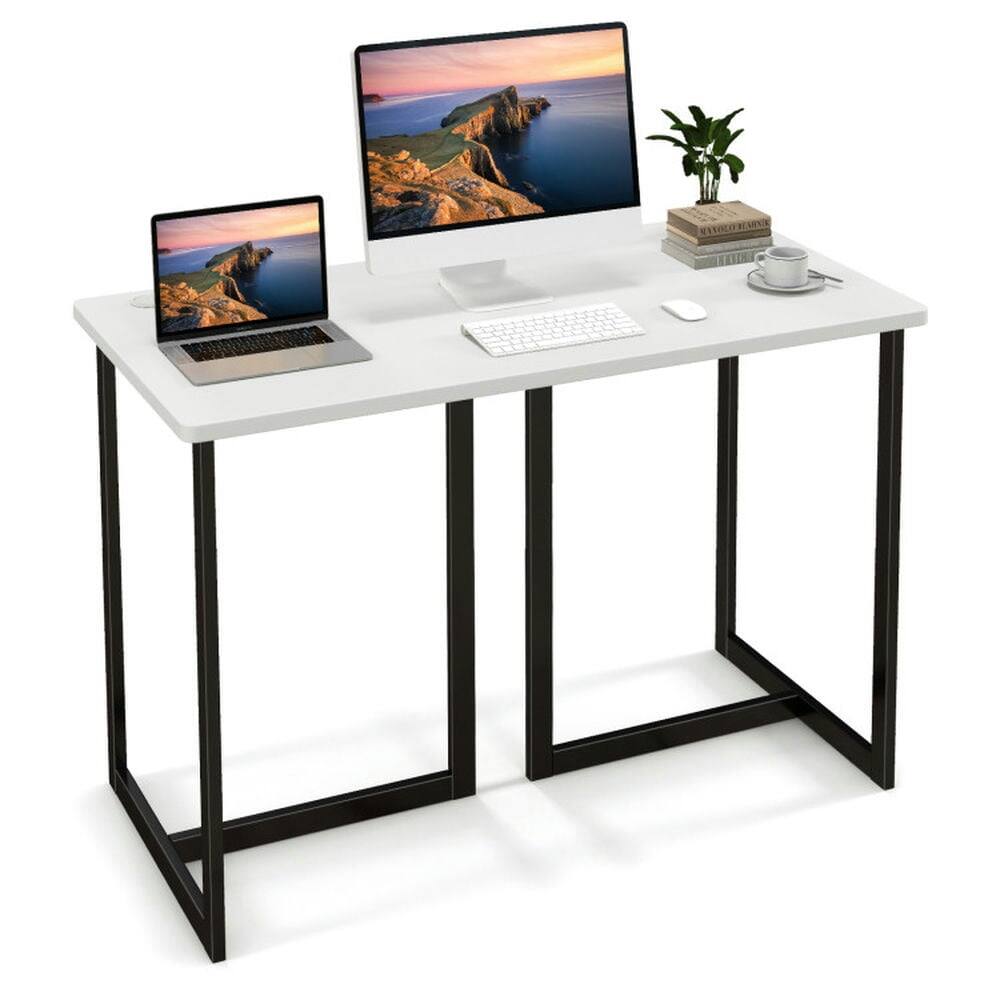Kadyn Modern Computer Desk 47 Inch Writing Study Table with Metal Frame ...