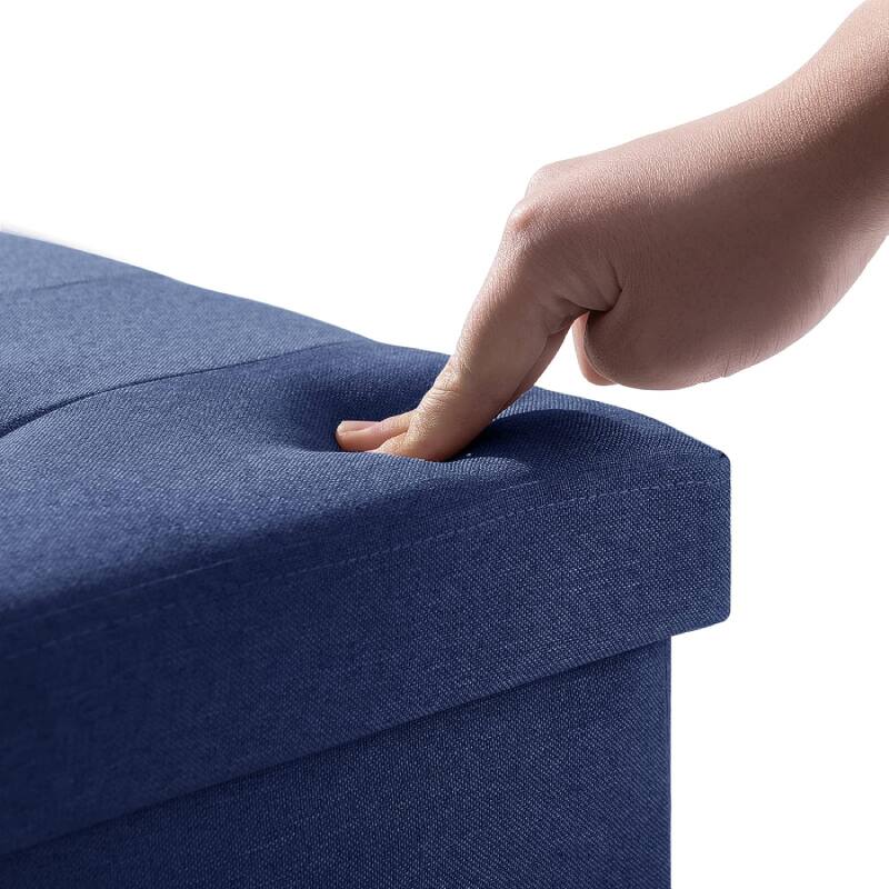 Alt View 1. Lumina Wise - Sponge Padded Linen Fabric Ottoman Bench - Blue.