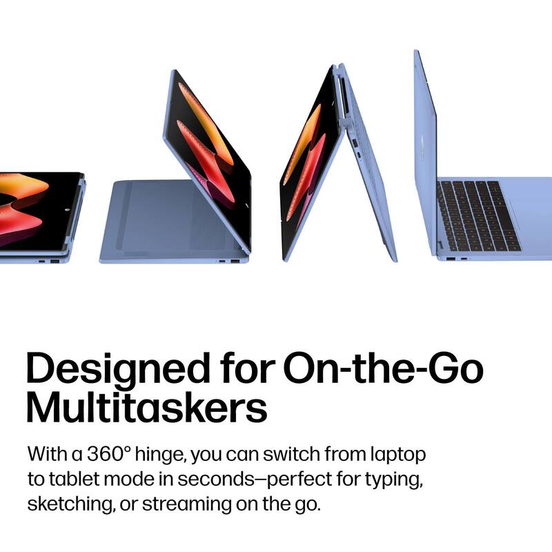 Designed for On-the-Go Multitaskers

With a 360° hinge, you can switch from laptop to tablet mode in seconds—perfect for typing, sketching, or streaming on the go.