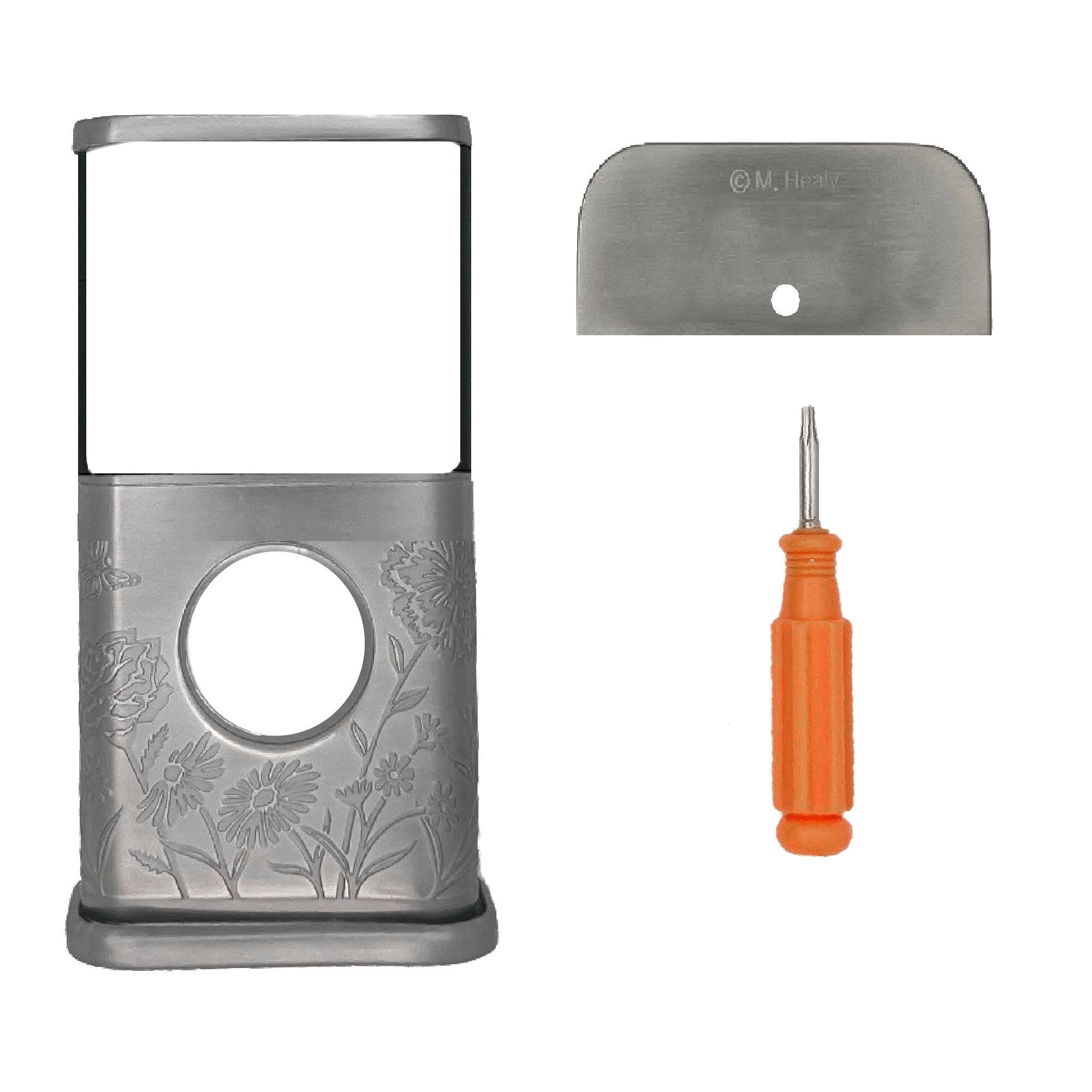 Back. Michael Healy - Garden Video Doorbell Cover (Ring 3, 3 Plus, 4, Battery Plus and Battery Pro) - Nickel Silver.