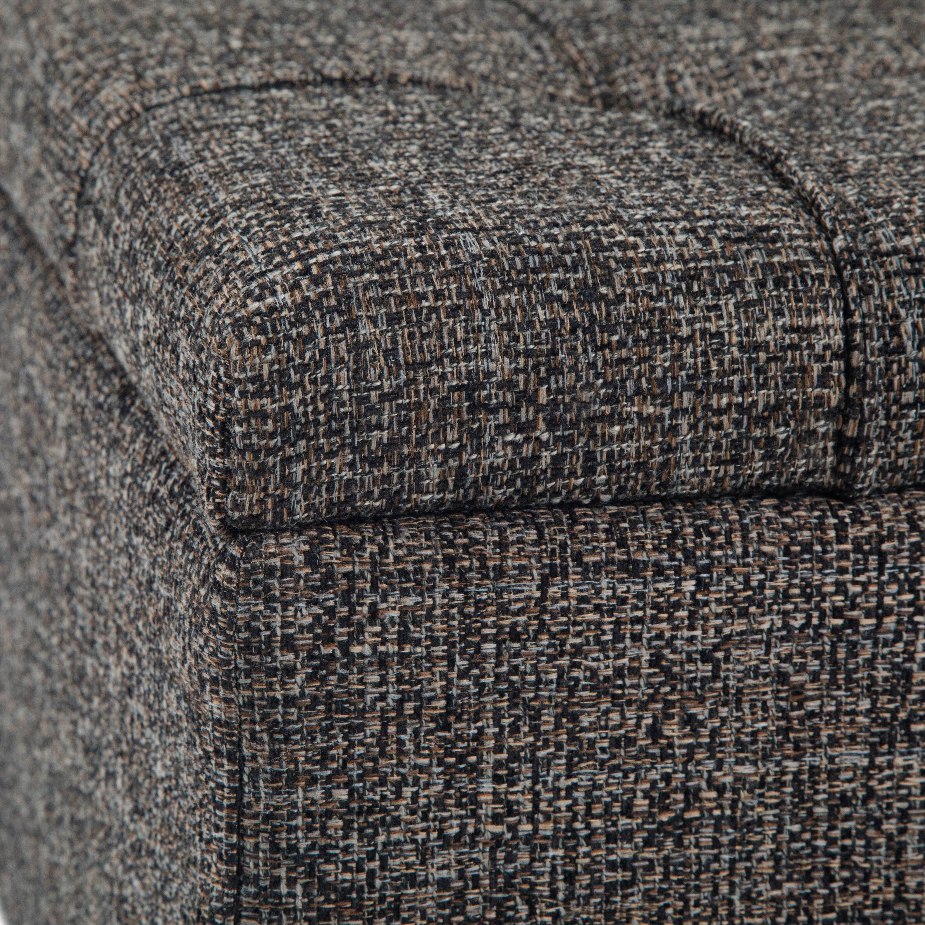 Alt View 2. Simpli Home - Harrison 36 inch Wide Upholstered Solid Wood Square Storage Ottoman, Warm Dark Charcoal Melange - Warm Dark Charcoal Melange.