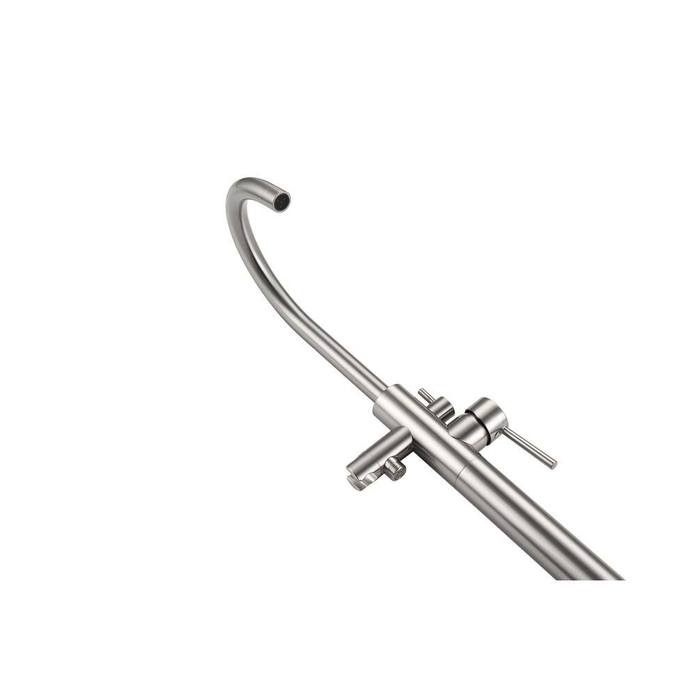 Angle. Elegant Kitchen and Bath - Steven Floor Mounted Roman Tub Faucet with Handshower in Brushed Nickel - Brushed Nickel.