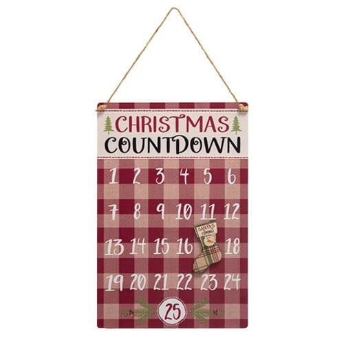 BreeBe - Plaid Metal Christmas Countdown Calendar - Red