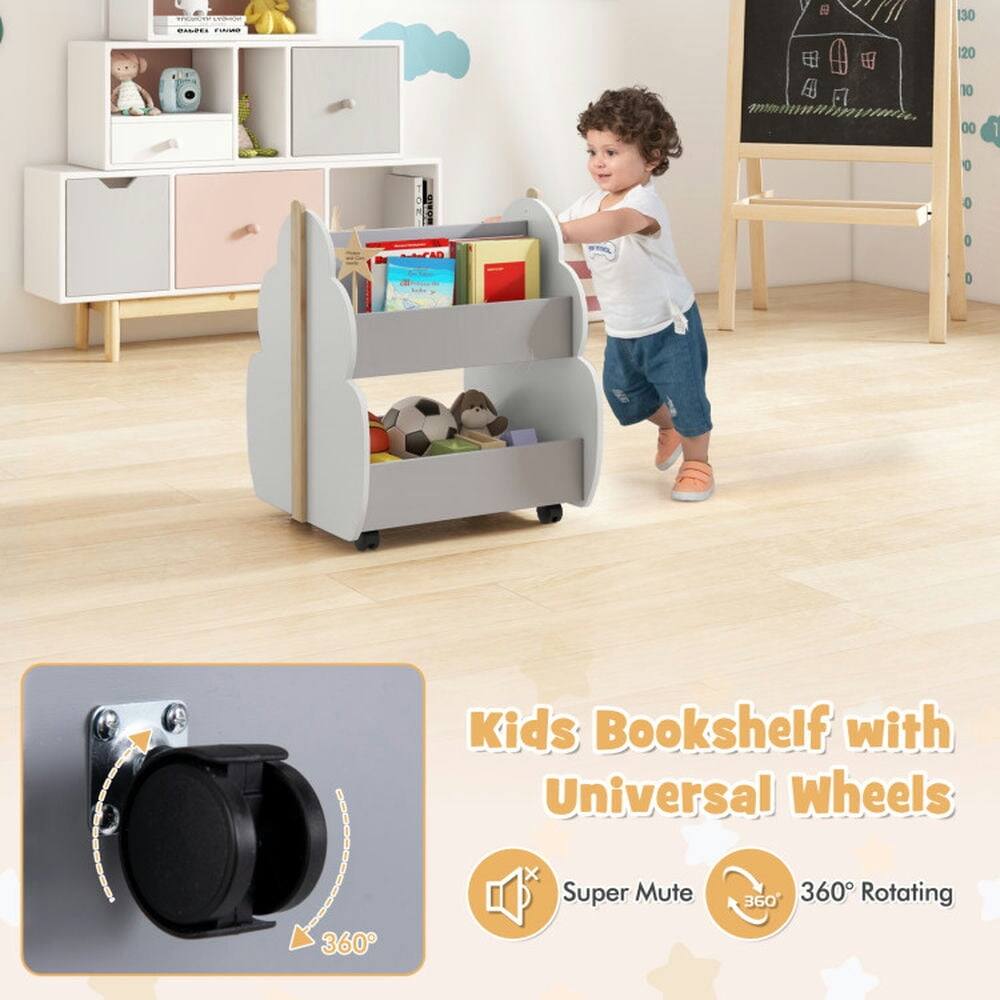 Kids Bookshelf with Universal Wheels  
Super Mute  
360° Rotating