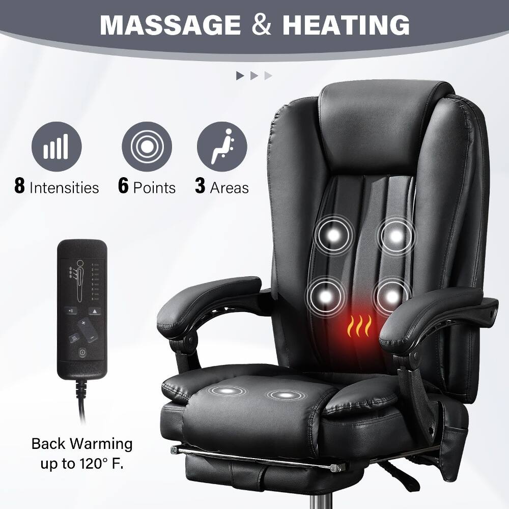 MASSAGE & HEATING

8 Intensities  
6 Points  
3 Areas  

Back Warming up to 120°F.