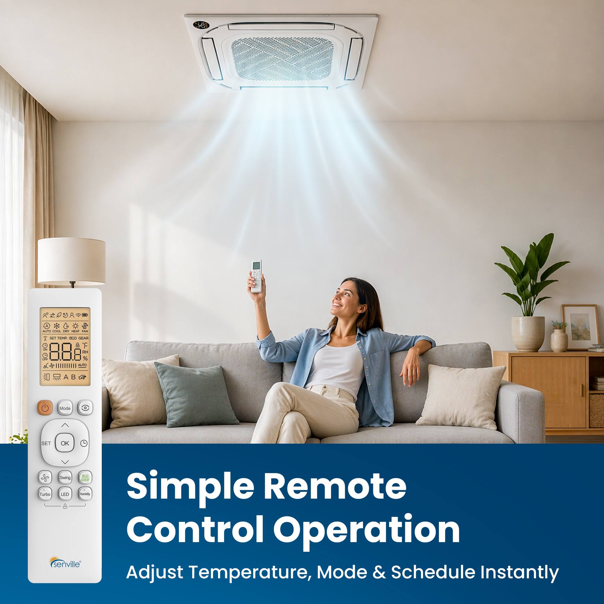 Simple Remote Control Operation  
Adjust Temperature, Mode & Schedule Instantly