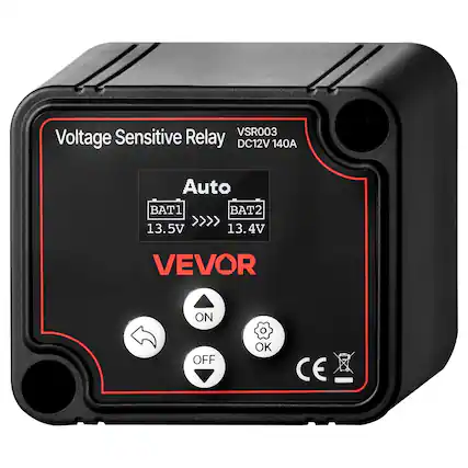 VSR003 Voltage Sensitive Relay DC12V 140A
Auto
BAT1 13.5V >>> BAT2 13.4V
VEVOR
ON OFF OK
CE