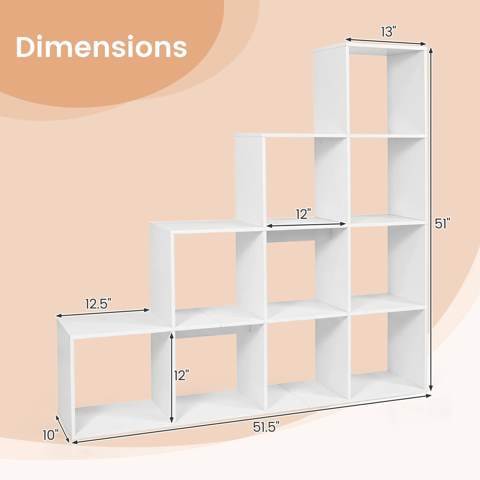 Dimensions
13"
12"
51"
12.5"
12"
10"
51.5"