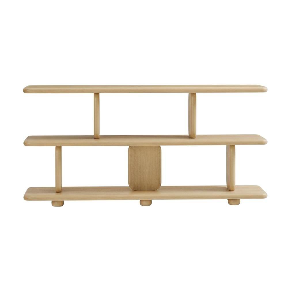 Back. FurniFact - Wooden 2-Tier Bookshelf in Natural Finish with Sturdy Shelving - Brown.