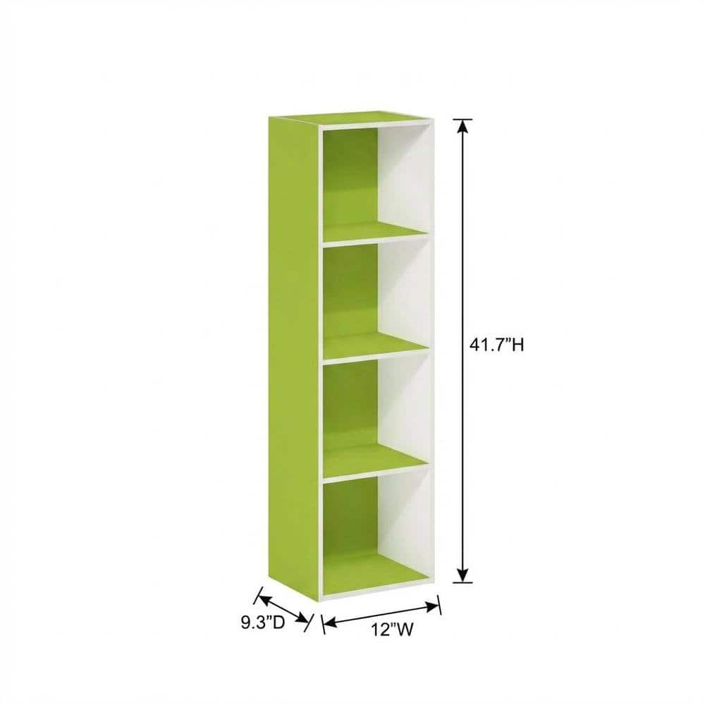 FurniFact - Green 4-Tier Bookcase with Open Storage and Wood Construction - Green/White price history on PriceWatchPro