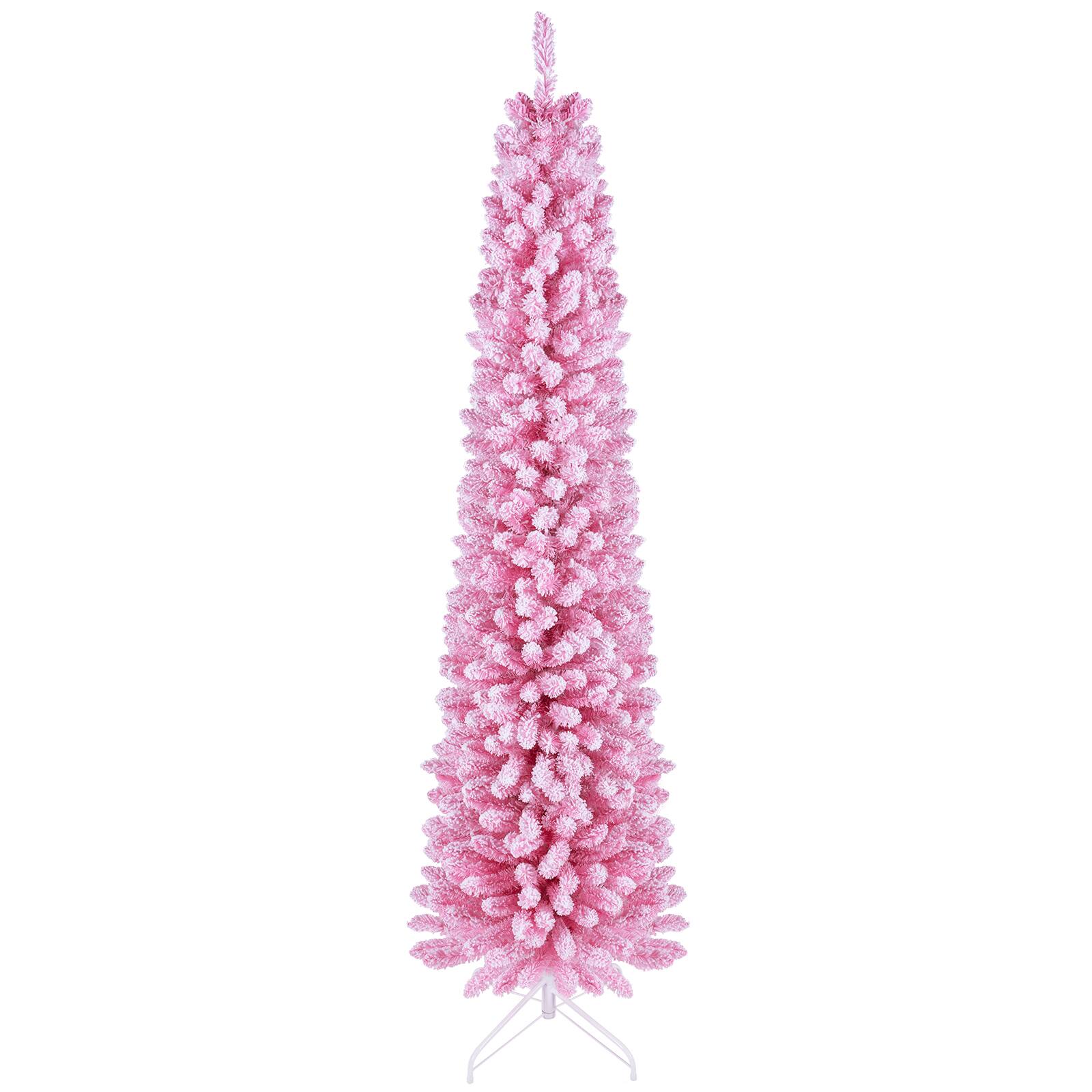 Alt View 9. Costway - Costway 7 FT Artificial Fir Xmas Tree with 523 Full Branch Tips, 190 Warm LED Lights - Light Pink.