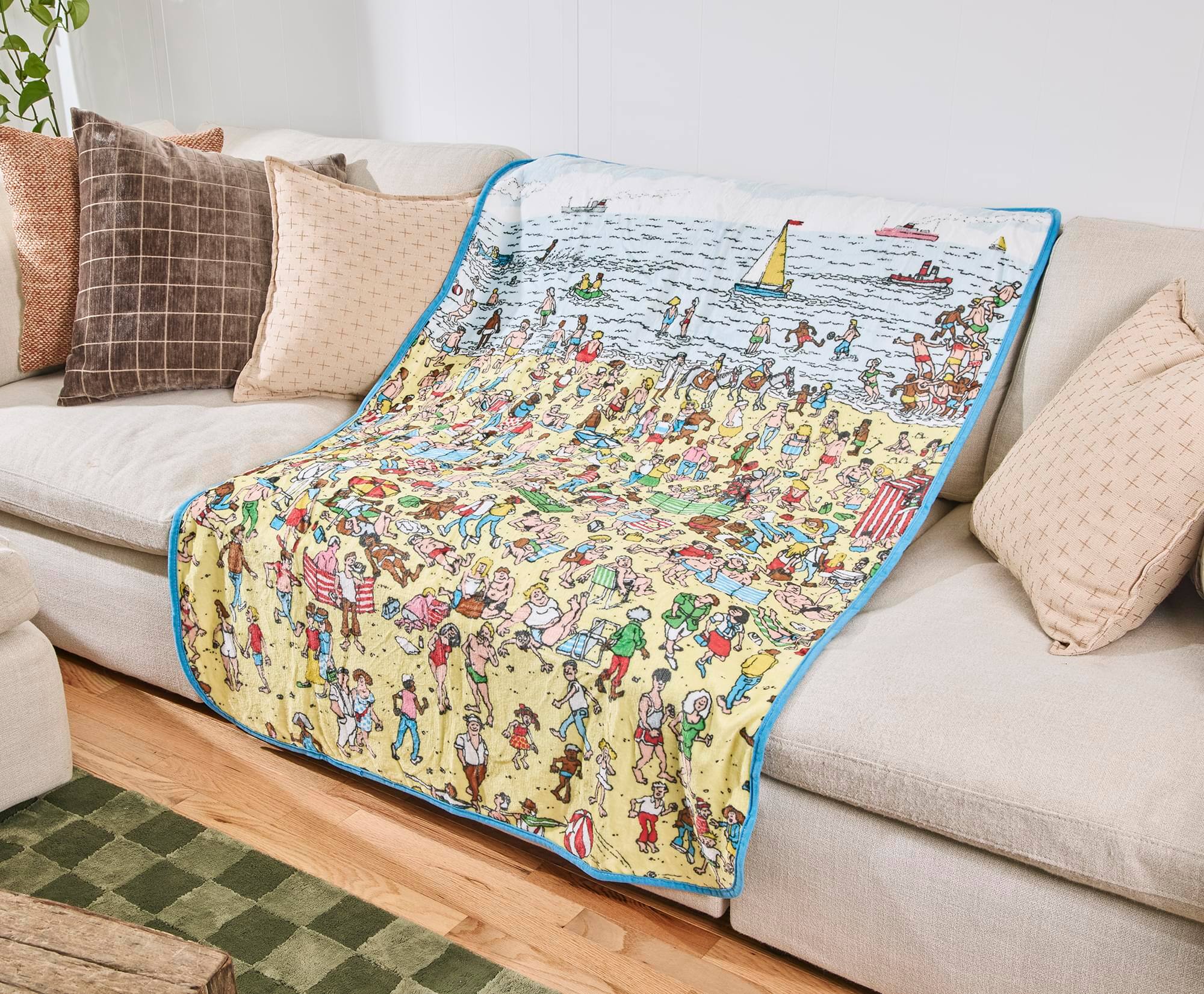 Alt View 3. Silver Buffalo - Where's Waldo? Beach Scene Fleece Throw Blanket | 45 x 60 Inches - Multi-Colored.