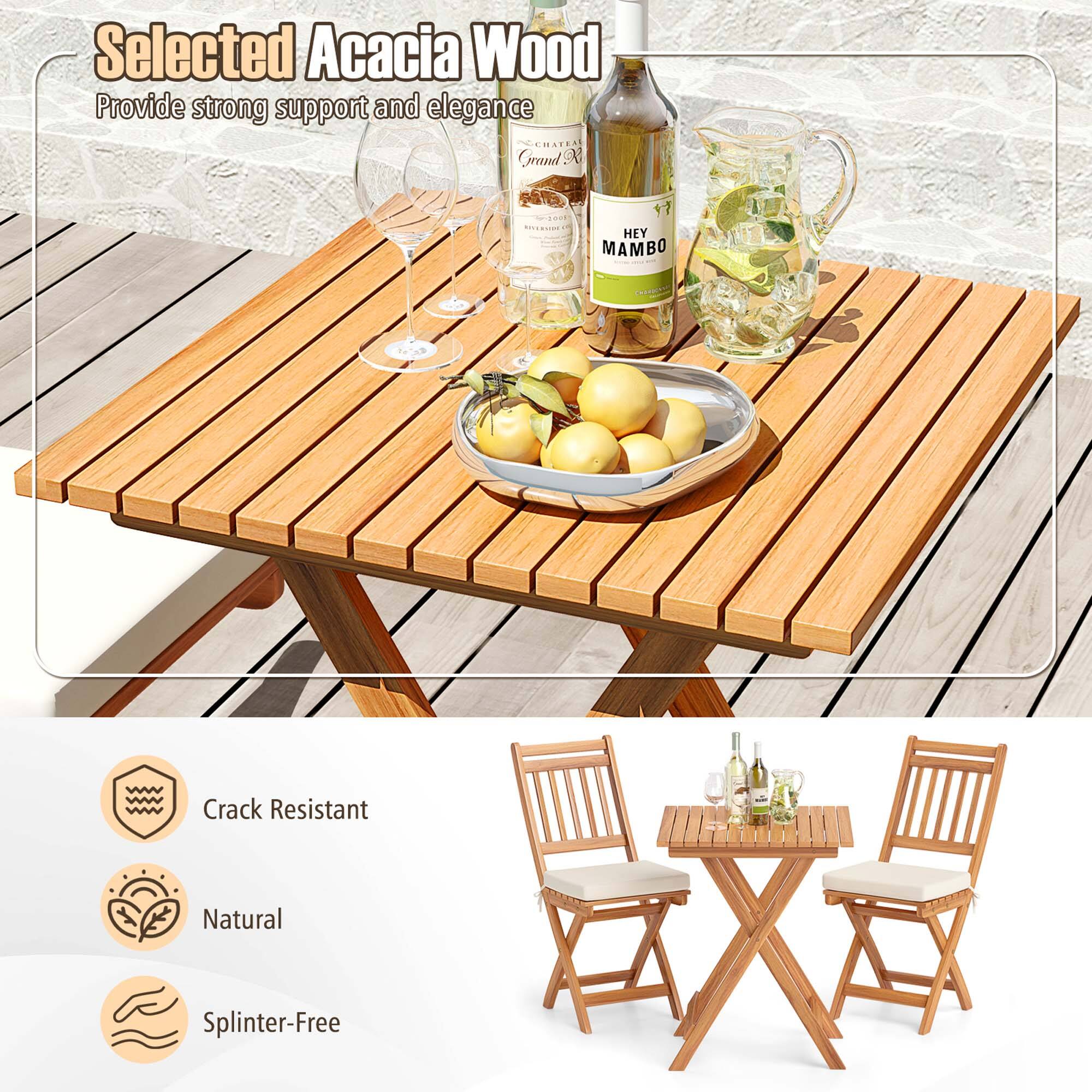 Selected Acacia Wood  
Provide strong support and elegance  

Crack Resistant  
Natural  
Splinter-Free