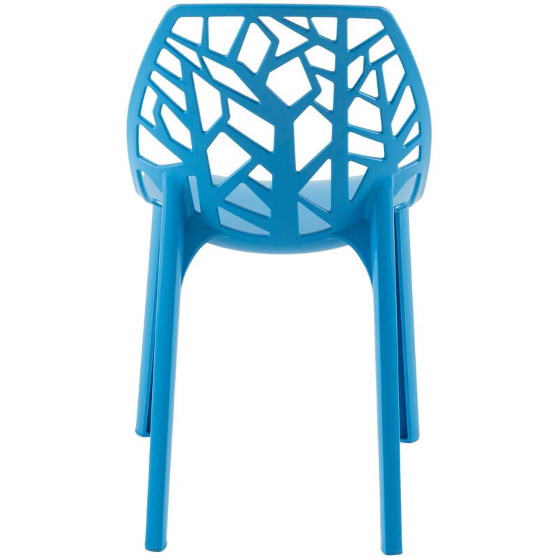 Alt View 1. LeisureMod - Cornelia Modern Stackable Accent Dining Chair with Cut Out Backrest Design for Dining Rooms or Patios - Solid Blue.