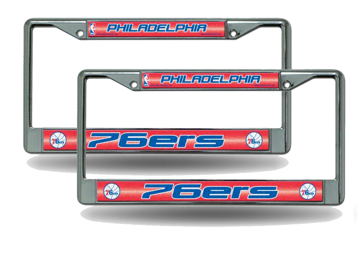 Philadelphia 76ers Chrome Metal Sparkly Glitter Bling Look License Plate Frame - Set of 2 Frames