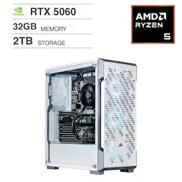 Velztorm - Fultix Desktop PC (AMD Ryzen 5 5500, 32GB DDR4 RAM, 2TB PCIe SSD, Win 11 Pro) - White