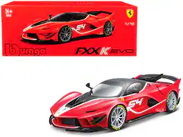 Ferrari FXX K Evo #54 Michael Luzich "Signature Series" 1/18 Diecast Model Car by Bburago - Red