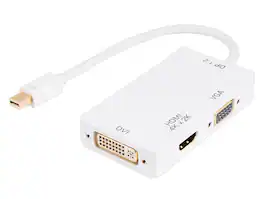 Cable Leader - Mini Displayport 1.2 Male (Thunderbolt Compatible) to 4K HDMI+DVI+VGA Female Passive 3-in-1 Adapter Cable - White