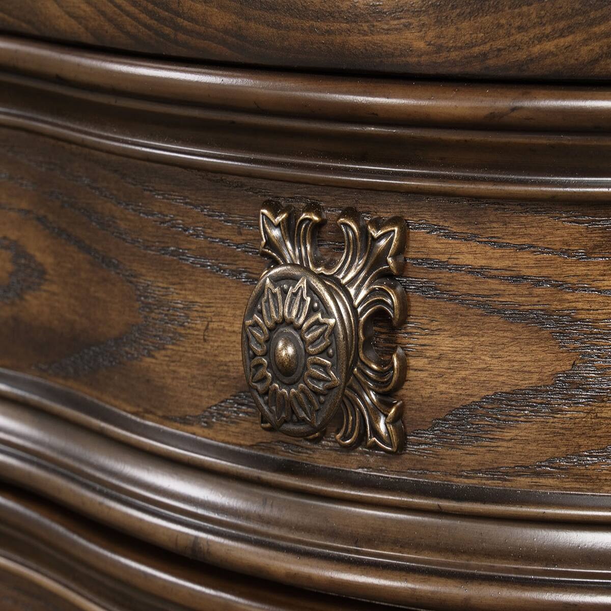 Alt View 1. Loheer - Loheer Traditional Bedroom Nightstand, Dark Brown Three-Drawer Wood Table with USB Ports - Dark Brown.