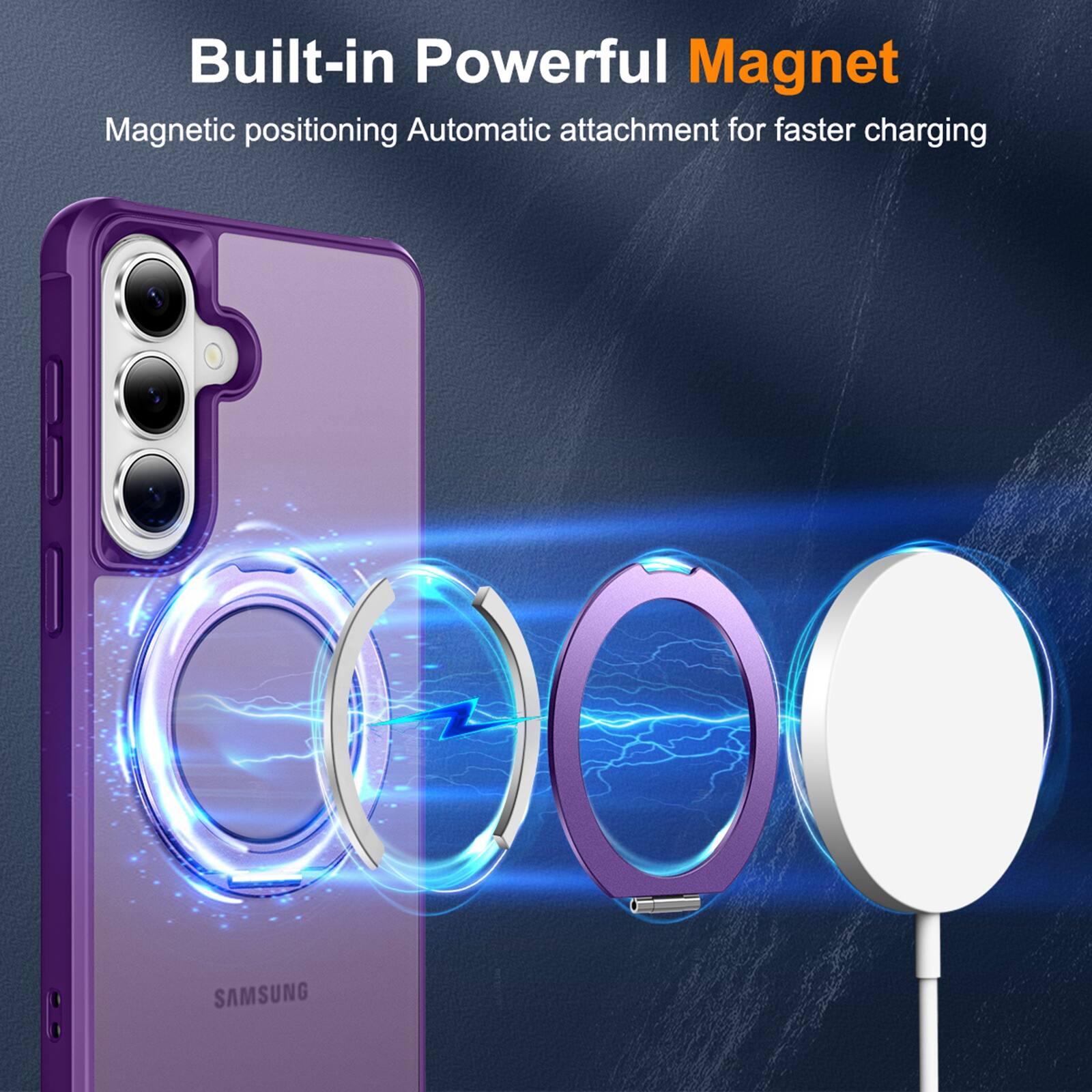 Built-in Powerful Magnet  
Magnetic positioning Automatic attachment for faster charging