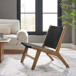 Saoirse Woven Rope Wood Accent Lounge Chair by Modway - Walnut Black
