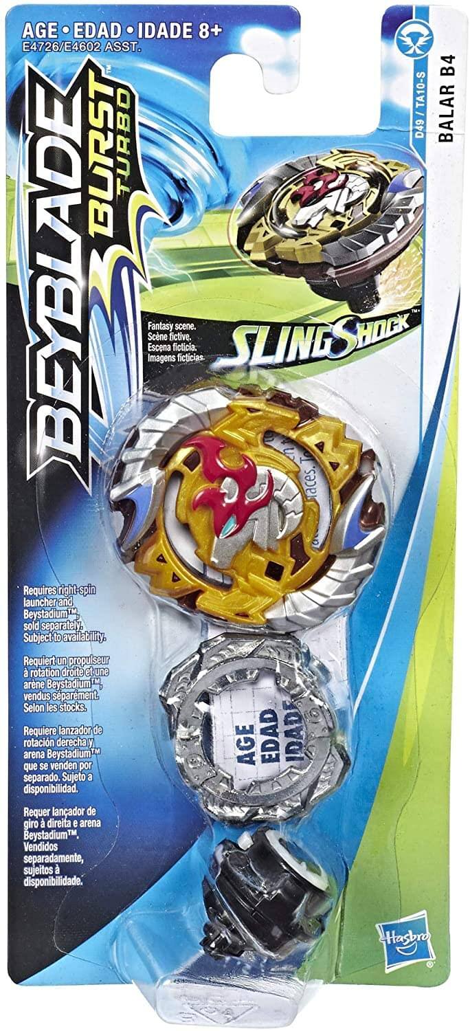 **AGE EDAD IDADE 8+**

**E4726/E4602 ASST. TM B4 TA10-S / BALAR D49 BURST TURBO**

**BEYBLADE BURST TURBO**

**SLING SHOCK**

**Escena ficticia. Imágenes ficticias. Scene fictive.**

**Requires right-spin launcher and Beystadium M sold separately. Subject to availability.**

**Requiert un propulsor de rotación derecha y arena Beystadium M vendidos por separado. Sujeto a disponibilidad.**

**Requiere lanzador de giro a derecha y arena Beystadium M que se venden por separado. Sujeto a disponibilidad.**

**Requer lanador de giro direita e arena Beystadium M. Vendidos separadamente, sujeitos a disponibilidade.**

**Hasbro**