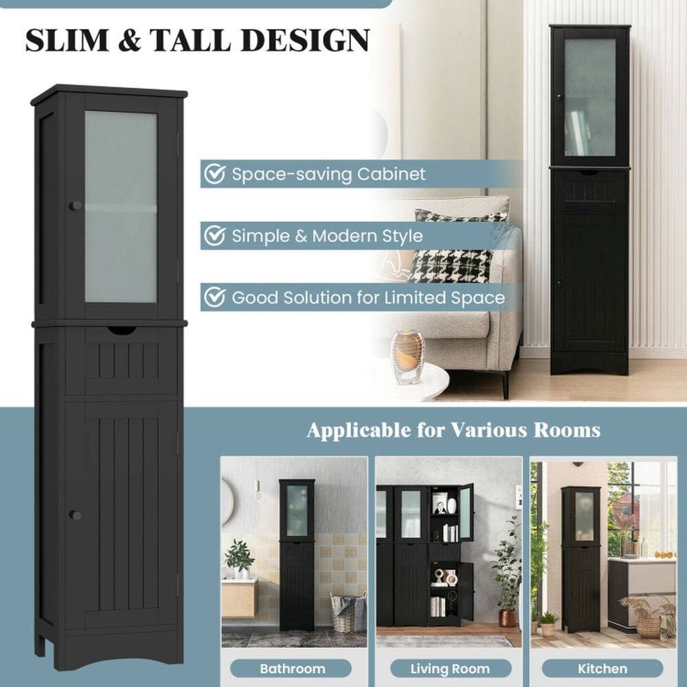 SLIM & TALL DESIGN  
Space-saving Cabinet  
Simple & Modern Style  
Good Solution for Limited Space  

Applicable for Various Rooms  
Bathroom  
Living Room  
Kitchen