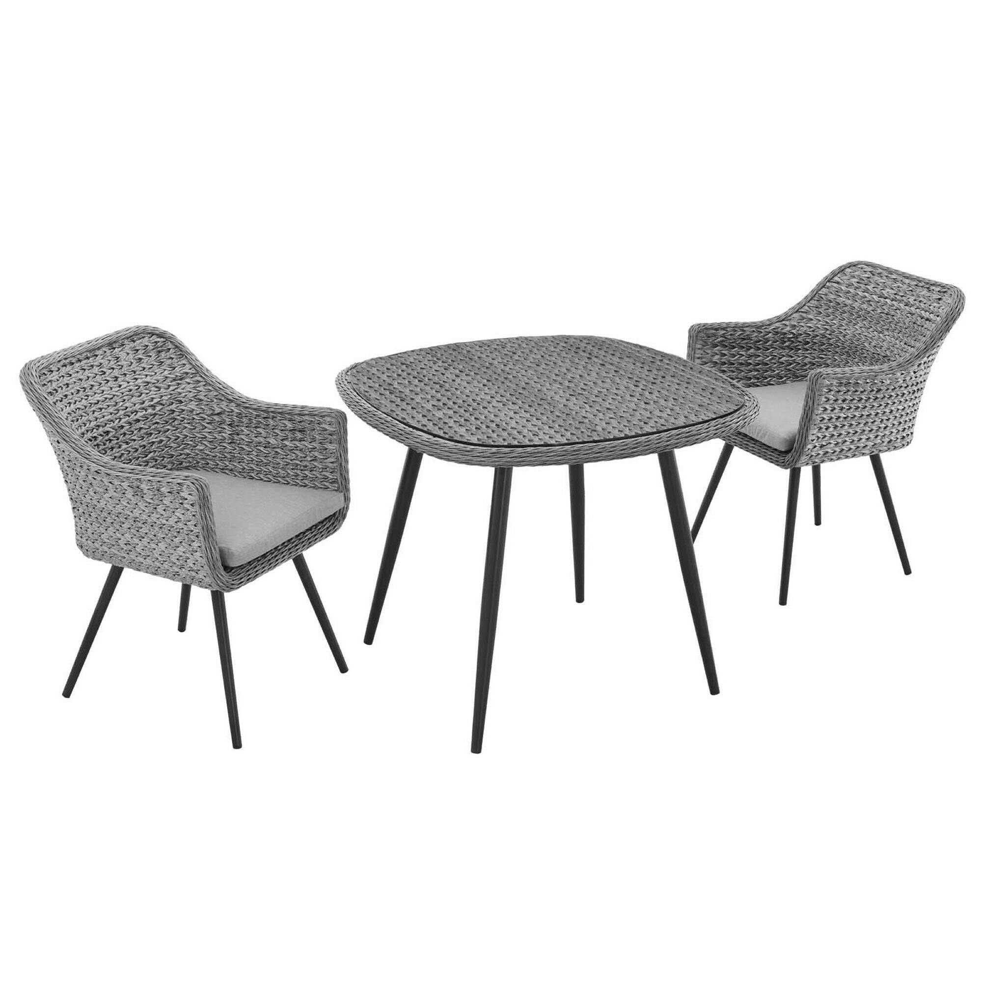 Left. Modway - Endeavor 3 Piece Outdoor Patio Wicker Rattan Dining Set by Modway - Gray Gray.