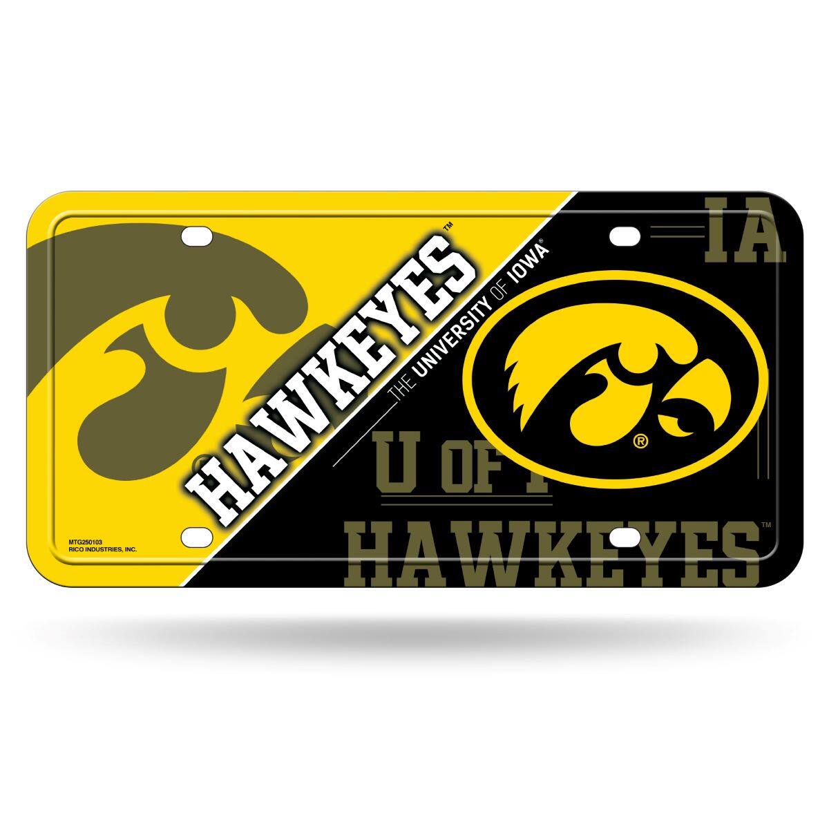 Rico Industries - Iowa Hawkeyes 12x6 Metal License Plate Auto Tag - Multi