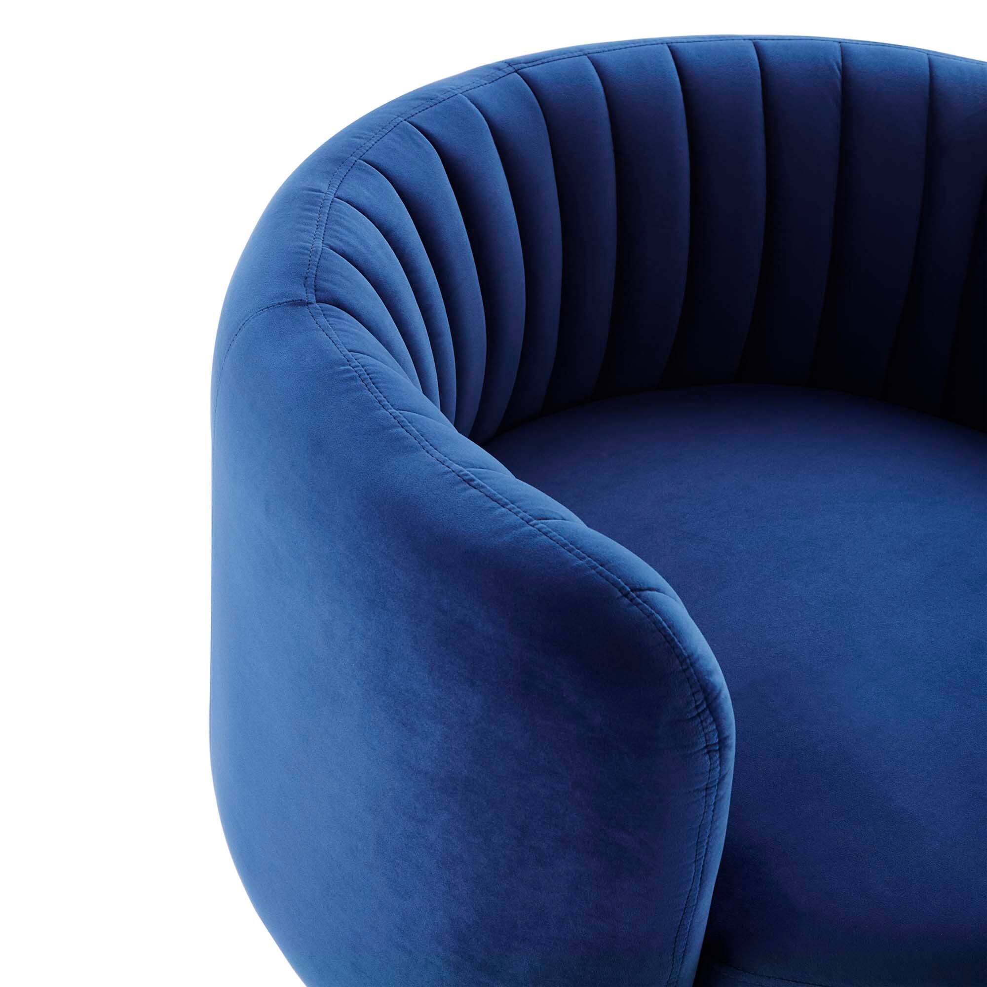 Alt View 3. Modway - Embrace Tufted Performance Velvet Swivel Chair by Modway - Black Navy.
